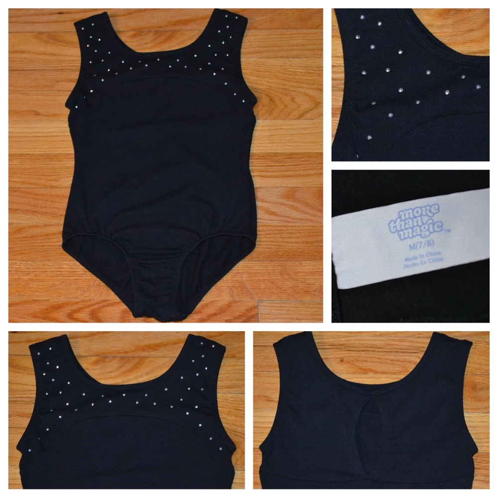 Youth girls More Than Magic black leotard, size M 7/8